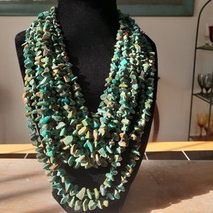 Vintage  Gen. Turquoise 10-Strand Chip Necklace